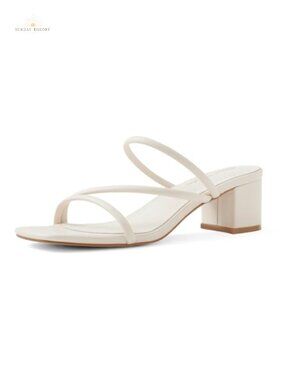 Strappy Chunky Block Heel Mules Square Toe Slip On Sandals